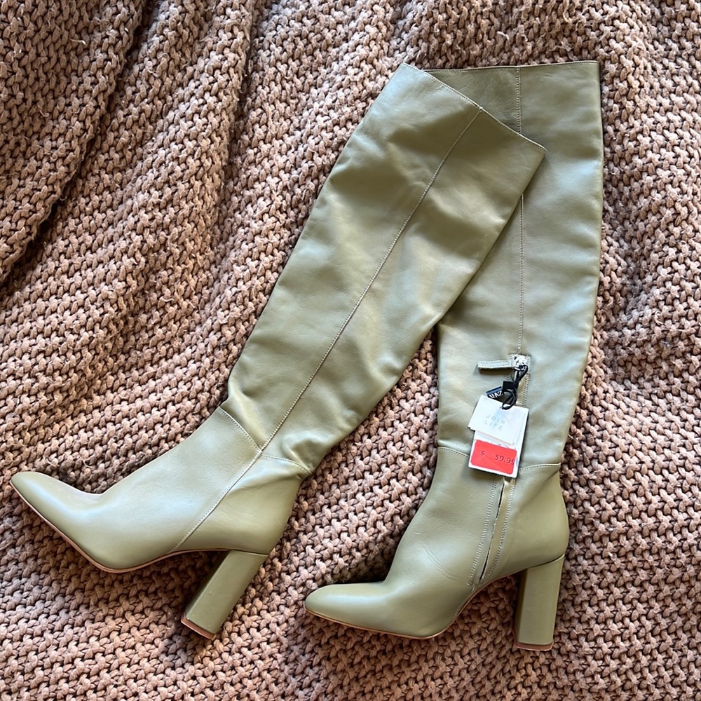 Zara olive green over the knee boots